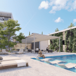 5-1920x1080png - Sovereign Estates Sovereign Estates Modern apartment courtyard with a rectangular pool white loungers and a shaded seating area under a pergola 2026 Modern apartment courtyard with a rectangular pool white loungers and a shaded seating area under a pergola