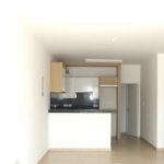 Sovereign Estates   Open plan kitchen with white cabinetry and a dark backsplash adjoining a tiled living area and a metal staircase on the right 2026 Open plan kitchen with white cabinetry and a dark backsplash adjoining a tiled living area and a metal staircase on the right